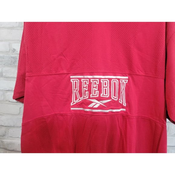 Vintage Reebok Logo Spell‎ Out Embroidered T Shirt Size XL Vented Red 90s - Picture 8 of 10